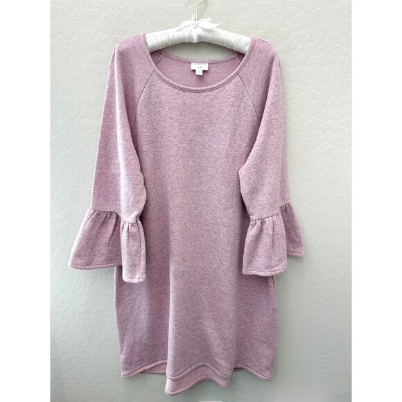 J.JILL x CHRISTIAN SIRIANO | Pink Bell Sleeve Tunic Sweatshirt Dress | Size XL - Picture 1 of 8